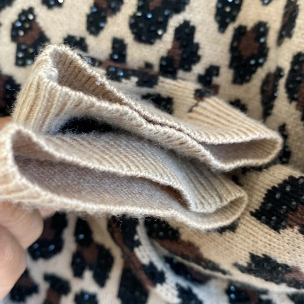 Alice And Olivia Connie Embellished Leopard Sweater size XS - Picture 4 of 13